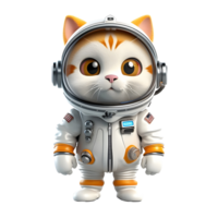 3d söt katt maskot bär astronaut kostym. ai genererad png