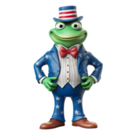 3d rana portafortuna indossare zio sam costume. americano indipendenza giorno 4 ° di luglio. ai generato png