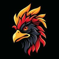 Rooster Head Mascot Logo for Esport. Rooster T-shirt Design vector