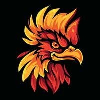 Rooster Head Mascot Logo for Esport. Rooster T-shirt Design vector