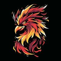 Phoenix Head Mascot Logo for Esport. Phoenix T-shirt Design. Isolated on Black Background vector