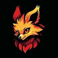 Fox Head Mascot Logo for Esport. Fox T-shirt Design. Isolated on Black Background vector