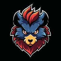 Bear Head Mascot Logo for Esport. Bear T-shirt Design vector