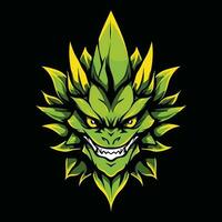 Green Dragon Head Mascot Logo for Esport. Green Dragon T-shirt Design. Green Dragon Logo. Green Dragon Sticker vector