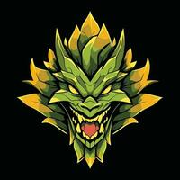 Green Dragon Head Mascot Logo for Esport. Green Dragon T-shirt Design. Green Dragon Logo. Green Dragon Sticker vector