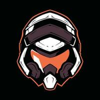 Helmet Head Mascot Logo for Esport. Helmet T-shirt Design. Helmet Logo. Helmet Sticker vector