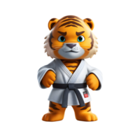 3d machen Tiger tragen Karate Kostüm Maskottchen. ai generiert png