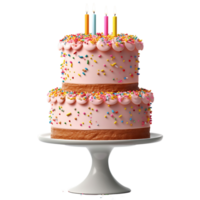 vistoso cumpleaños pastel con asperja y velas ai generado png