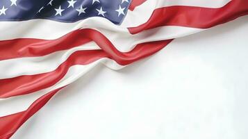 Closeup of American flag on plain background. ai generated photo