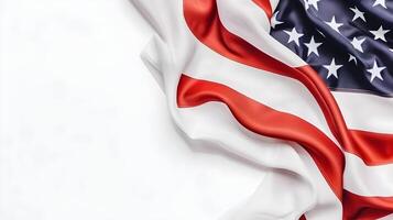 Closeup of American flag on plain background. ai generated photo