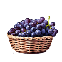 Basket with fresh grapes. ai generated png