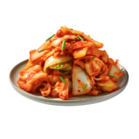 coreano Kimchi. coreano tradicional repolho Kimchi em uma branco placa. ai gerado png