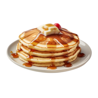 Sweet Homemade Stack of Pancakes with Butter and Syrup for Breakfast. ai generated png