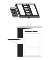 Self service terminal flat monochrome isolated vector object. Scan, pack and pay. Editable black and white line art drawing. Simple outline spot illustration for web graphic design