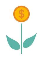 Money flower semi flat colour vector object. Editable cartoon clip art icon on white background. Investment growth. Simple spot illustration for web graphic design.