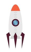 Rocket semi flat colour vector object. Editable cartoon clip art icon on white background. Flying starship for space research. Simple spot illustration for web graphic design