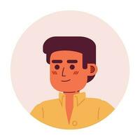 Cheerful young adult man semi flat vector character head. Hispanic male person. Editable cartoon avatar icon. Face emotion. Colorful spot illustration for web graphic design, animation