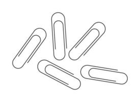 Metal paper clips flat monochrome isolated vector object. Hold sheets of paper together. Editable black and white line art drawing. Simple outline spot illustration for web graphic design