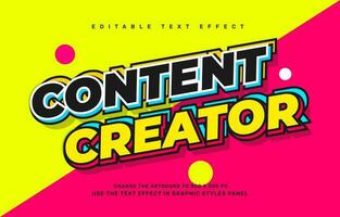 Content creator editable text effect template vector