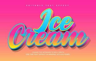 Retro Ice cream editable text effect template vector