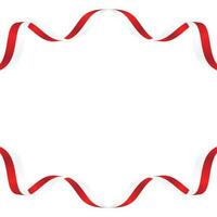 red white ribbon border with Indonesian Flag for Indonesian Independence day. indonesian patriotic background template with empty space for text vector