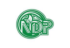 NDP letter with leaf logo and icon design template vector