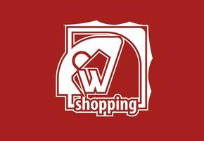 W shopping letter logo and icon design template vector