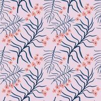 Hand drawn cute floral and leaves pattern vector