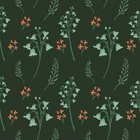 Hand drawn lily of the valley floral seamless pattern vector