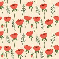 Hand drawn peonies seamless pattern. cute floral pattern vector