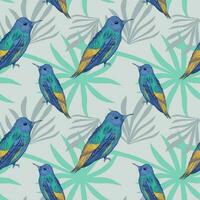 Hand drawn bird seamless pattern vector