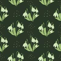 Hand drawn snowdrop floral seamles pattern vector