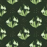 Hand drawn snowdrop floral seamles pattern vector