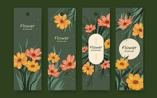 Hand drawn floral bookmark design vector