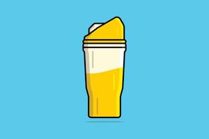 Fresh Mango Juice Bottle vector illustration. Summer refreshment objects icon concept. Soft drink, Juice shake, Modern drink, Thirsty bottle, Summer shake.