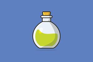 Witch Potion Bottle vector illustration. Science object icon concept. Halloween potion icon. Halloween drink design. Bottle of Green Poison vector design.