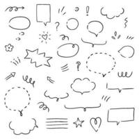 Hand drawn set i speech bubbles, clouds and and doodle elements. Isolated simple vector illustration.