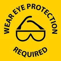 Aviso de uso de protección para los ojos requerido sobre fondo blanco. vector