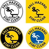 Fall Hazard Stay Clear Sign On White Background vector