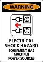 Warning Sign Electrical Shock Hazard, Equipment Has Multiple Power Sources vector