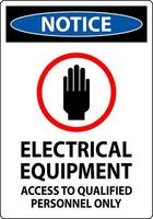 Notice Sign Electrical Equipment Authorized Personnel Only vector