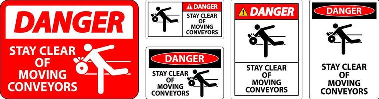 Danger Sign Moving Conveyors Stay Clear vector