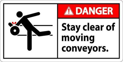 Danger Sign Moving Conveyors Stay Clear vector