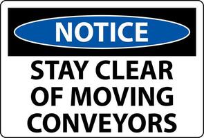 Notice Sign Moving Conveyors Stay Clear vector