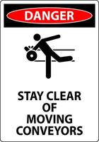 Danger Sign Moving Conveyors Stay Clear vector