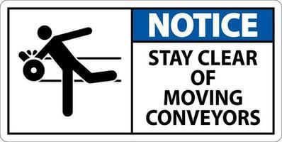 Notice Sign Moving Conveyors Stay Clear vector