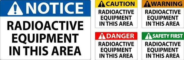 Caution Sign Caution Radioactive Equipment In This Area vector