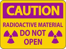 Caution Sign Radioactive Material Do Not Open vector