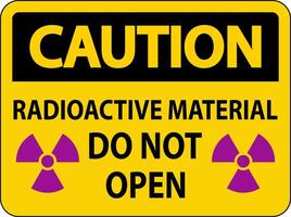 Caution Sign Radioactive Material Do Not Open vector