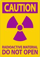 Caution Sign Radioactive Material Do Not Open vector